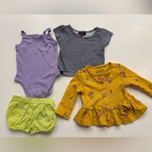 Yellow Floral Baby Cardigan and Bodysuit Set